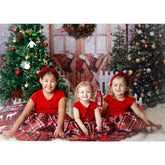Lofaris Red Presents Door Christmas Tree Birthday Backdrop